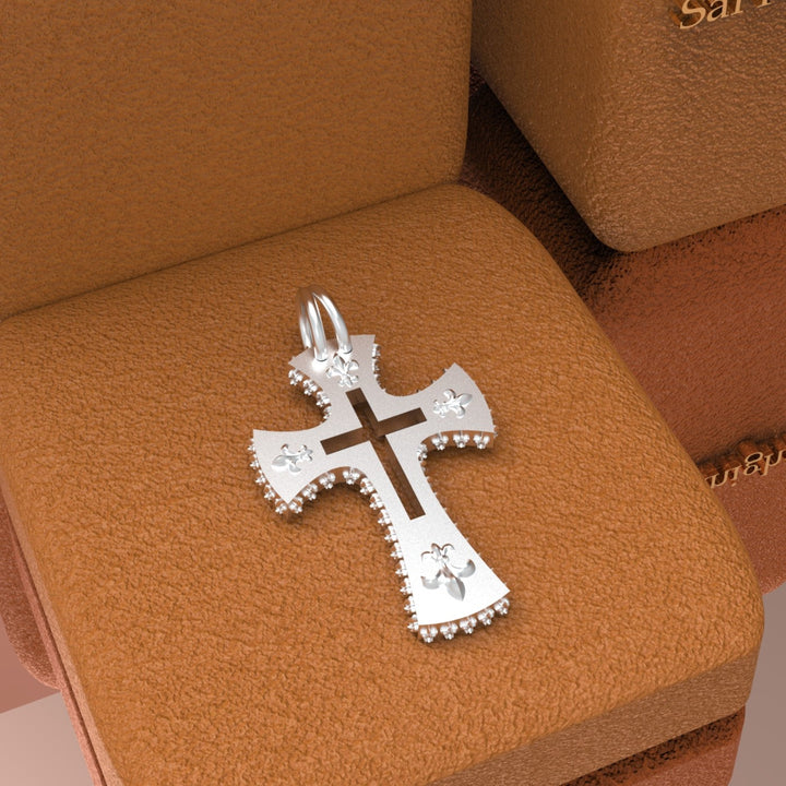Templar Cross fleur de lis  silver